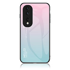 Carcasa Bumper Funda Silicona Espejo Gradiente Arco iris LS1 para Huawei Honor 80 Pro 5G Cian