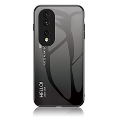 Carcasa Bumper Funda Silicona Espejo Gradiente Arco iris LS1 para Huawei Honor 80 Pro Flat 5G Gris Oscuro