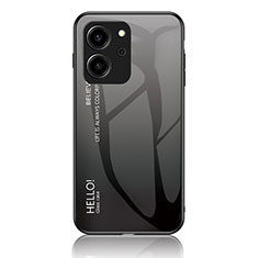 Carcasa Bumper Funda Silicona Espejo Gradiente Arco iris LS1 para Huawei Honor 80 SE 5G Gris Oscuro