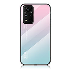 Carcasa Bumper Funda Silicona Espejo Gradiente Arco iris LS1 para Huawei Honor V40 5G Cian