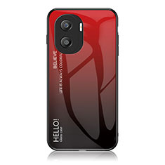 Carcasa Bumper Funda Silicona Espejo Gradiente Arco iris LS1 para Huawei Honor X40i 5G Rojo