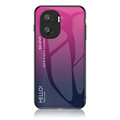 Carcasa Bumper Funda Silicona Espejo Gradiente Arco iris LS1 para Huawei Honor X40i 5G Rosa Roja