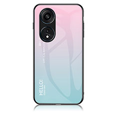 Carcasa Bumper Funda Silicona Espejo Gradiente Arco iris LS1 para Huawei Honor X5 Plus Cian