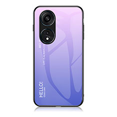 Carcasa Bumper Funda Silicona Espejo Gradiente Arco iris LS1 para Huawei Honor X5 Plus Purpura Claro