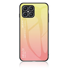 Carcasa Bumper Funda Silicona Espejo Gradiente Arco iris LS1 para Huawei Honor X8 4G Amarillo