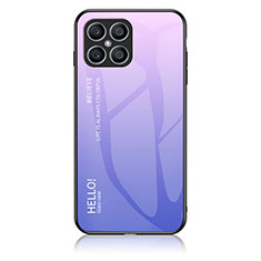 Carcasa Bumper Funda Silicona Espejo Gradiente Arco iris LS1 para Huawei Honor X8 4G Purpura Claro