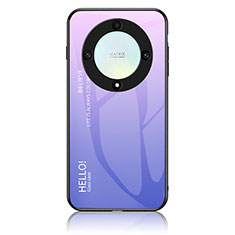 Carcasa Bumper Funda Silicona Espejo Gradiente Arco iris LS1 para Huawei Honor X9a 5G Purpura Claro