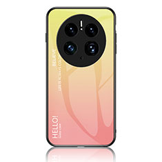 Carcasa Bumper Funda Silicona Espejo Gradiente Arco iris LS1 para Huawei Mate 50 Pro Amarillo