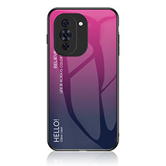 Carcasa Bumper Funda Silicona Espejo Gradiente Arco iris LS1 para Huawei Nova 10 Pro Rosa Roja