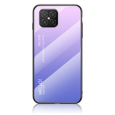 Carcasa Bumper Funda Silicona Espejo Gradiente Arco iris LS1 para Huawei Nova 8 SE 4G Purpura Claro