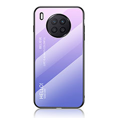 Carcasa Bumper Funda Silicona Espejo Gradiente Arco iris LS1 para Huawei Nova 8i Purpura Claro