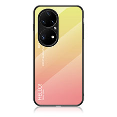 Carcasa Bumper Funda Silicona Espejo Gradiente Arco iris LS1 para Huawei P50 Amarillo