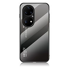 Carcasa Bumper Funda Silicona Espejo Gradiente Arco iris LS1 para Huawei P50 Pro Gris Oscuro