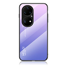 Carcasa Bumper Funda Silicona Espejo Gradiente Arco iris LS1 para Huawei P50 Purpura Claro