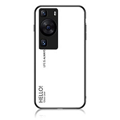 Carcasa Bumper Funda Silicona Espejo Gradiente Arco iris LS1 para Huawei P60 Pro Blanco