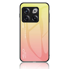 Carcasa Bumper Funda Silicona Espejo Gradiente Arco iris LS1 para OnePlus 10T 5G Amarillo