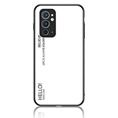 Carcasa Bumper Funda Silicona Espejo Gradiente Arco iris LS1 para OnePlus 9RT 5G Blanco