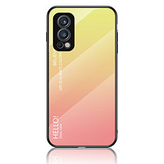 Carcasa Bumper Funda Silicona Espejo Gradiente Arco iris LS1 para OnePlus Nord 2 5G Amarillo