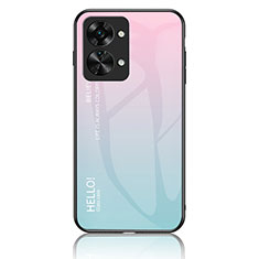 Carcasa Bumper Funda Silicona Espejo Gradiente Arco iris LS1 para OnePlus Nord 2T 5G Cian