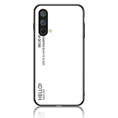 Carcasa Bumper Funda Silicona Espejo Gradiente Arco iris LS1 para OnePlus Nord CE 5G Blanco