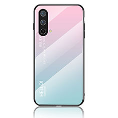 Carcasa Bumper Funda Silicona Espejo Gradiente Arco iris LS1 para OnePlus Nord CE 5G Cian