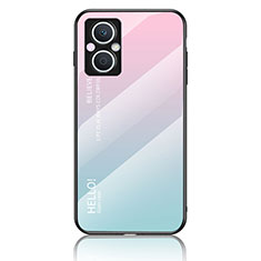 Carcasa Bumper Funda Silicona Espejo Gradiente Arco iris LS1 para OnePlus Nord N20 5G Cian