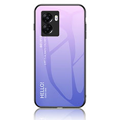 Carcasa Bumper Funda Silicona Espejo Gradiente Arco iris LS1 para OnePlus Nord N300 5G Purpura Claro