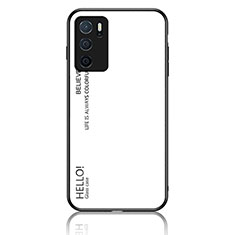 Carcasa Bumper Funda Silicona Espejo Gradiente Arco iris LS1 para Oppo A16 Blanco