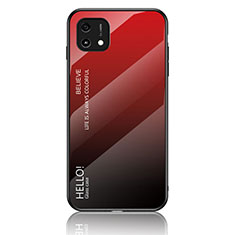 Carcasa Bumper Funda Silicona Espejo Gradiente Arco iris LS1 para Oppo A16e Rojo