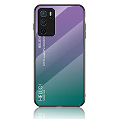 Carcasa Bumper Funda Silicona Espejo Gradiente Arco iris LS1 para Oppo A16s Multicolor