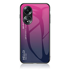 Carcasa Bumper Funda Silicona Espejo Gradiente Arco iris LS1 para Oppo A18 Rosa Roja