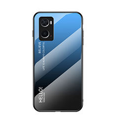 Carcasa Bumper Funda Silicona Espejo Gradiente Arco iris LS1 para Oppo A36 Azul