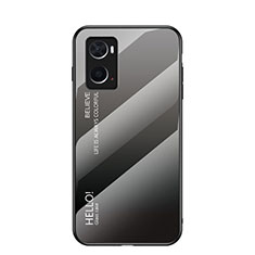 Carcasa Bumper Funda Silicona Espejo Gradiente Arco iris LS1 para Oppo A36 Gris Oscuro