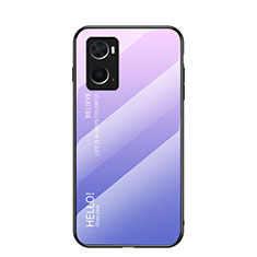 Carcasa Bumper Funda Silicona Espejo Gradiente Arco iris LS1 para Oppo A36 Purpura Claro