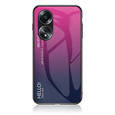 Carcasa Bumper Funda Silicona Espejo Gradiente Arco iris LS1 para Oppo A38 Rosa Roja