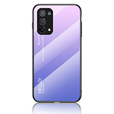 Carcasa Bumper Funda Silicona Espejo Gradiente Arco iris LS1 para Oppo A54 5G Purpura Claro