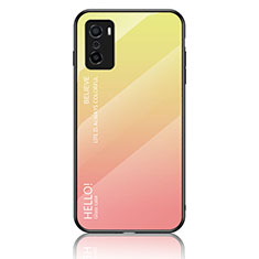 Carcasa Bumper Funda Silicona Espejo Gradiente Arco iris LS1 para Oppo A55S 5G Amarillo