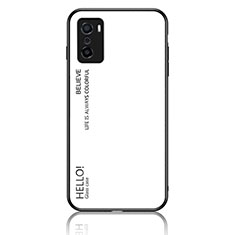 Carcasa Bumper Funda Silicona Espejo Gradiente Arco iris LS1 para Oppo A55S 5G Blanco