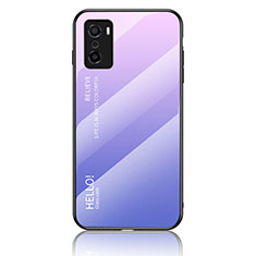 Carcasa Bumper Funda Silicona Espejo Gradiente Arco iris LS1 para Oppo A55S 5G Purpura Claro