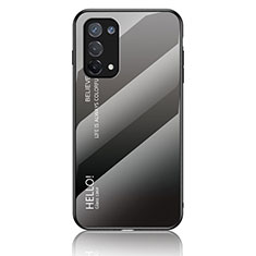 Carcasa Bumper Funda Silicona Espejo Gradiente Arco iris LS1 para Oppo A74 5G Gris Oscuro