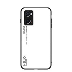 Carcasa Bumper Funda Silicona Espejo Gradiente Arco iris LS1 para Oppo A76 Blanco