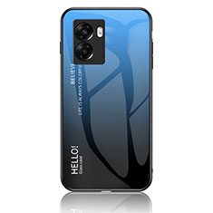 Carcasa Bumper Funda Silicona Espejo Gradiente Arco iris LS1 para Oppo A77 5G Azul