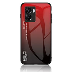 Carcasa Bumper Funda Silicona Espejo Gradiente Arco iris LS1 para Oppo A77 5G Rojo