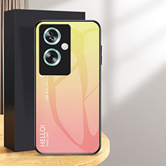 Carcasa Bumper Funda Silicona Espejo Gradiente Arco iris LS1 para Oppo A79 5G Amarillo