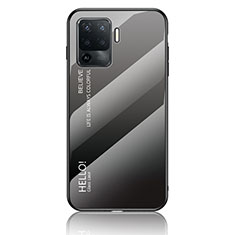 Carcasa Bumper Funda Silicona Espejo Gradiente Arco iris LS1 para Oppo A94 4G Gris Oscuro