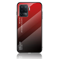 Carcasa Bumper Funda Silicona Espejo Gradiente Arco iris LS1 para Oppo A94 4G Rojo