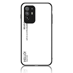 Carcasa Bumper Funda Silicona Espejo Gradiente Arco iris LS1 para Oppo A94 5G Blanco