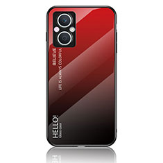 Carcasa Bumper Funda Silicona Espejo Gradiente Arco iris LS1 para Oppo A96 5G Rojo