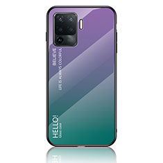 Carcasa Bumper Funda Silicona Espejo Gradiente Arco iris LS1 para Oppo F19 Pro Multicolor