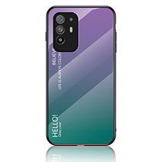 Carcasa Bumper Funda Silicona Espejo Gradiente Arco iris LS1 para Oppo F19 Pro+ Plus 5G Multicolor
